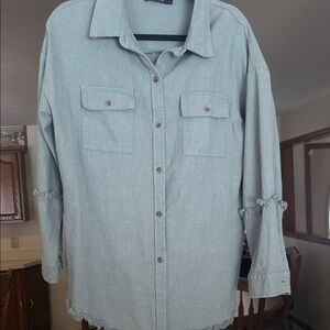Women's sage green Button Down Shirt